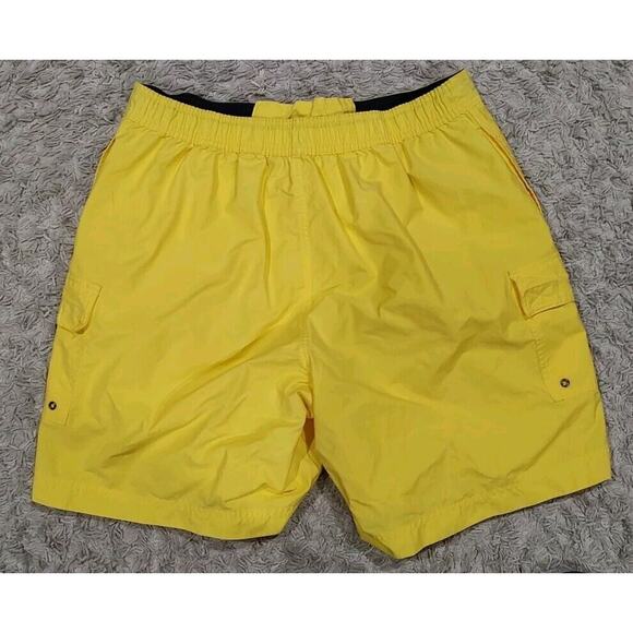 VTG Polo Sport Mens Yellow Spell Out Board Shorts Swim Trunks Coastal Casual- XL - Picture 5 of 8